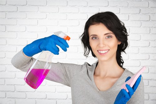 Manager assessing service records for a carpet cleaning complaint