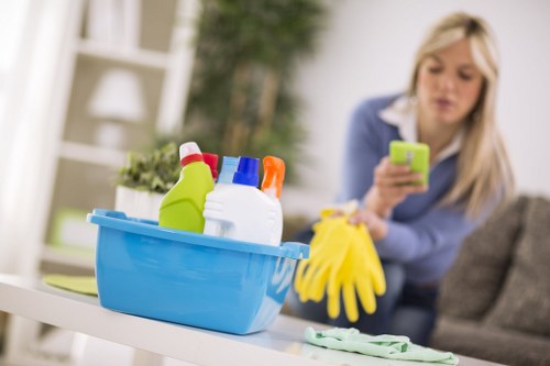 Staff member discussing a carpet cleaning complaint process